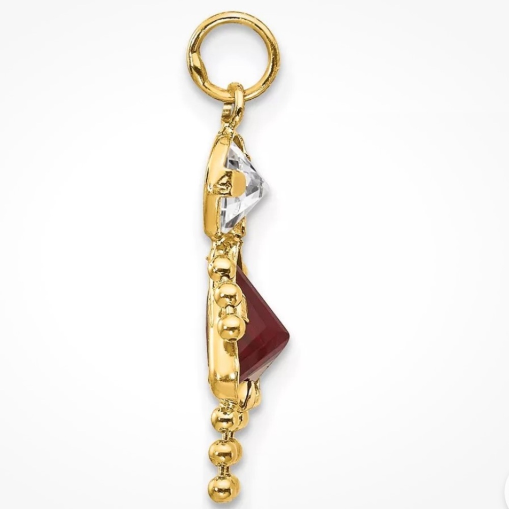 Elegant Gold and Red  January Pendant 14k gold girls charm - Picture 6 of 6